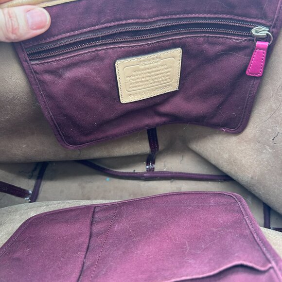 Coach Park Metro Patent Leather Large Tote Handbag Burgundy Red J1371-F25028 - Picture 6 of 16